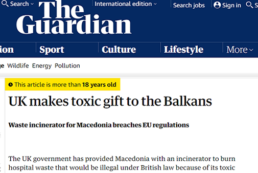 The Guardian во 2001 за Срамниот “Хуманитарен” Подарок – Шкарт Инсинератор кој до Денес ја Труе Македонија!