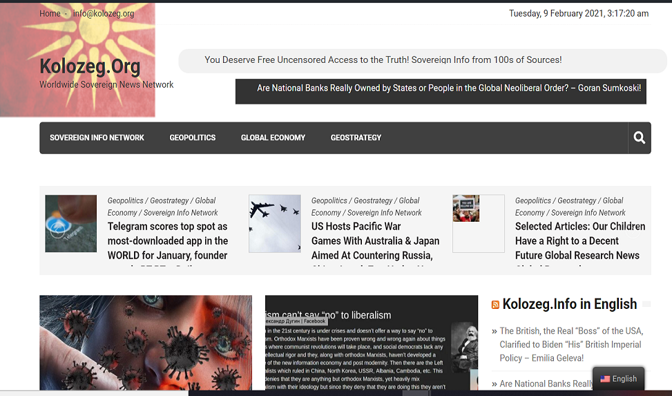 Коложег.Инфо Оди Глобално! Светска Мрежа на Суверенистички Вести и Анализи – Kolozeg.org!